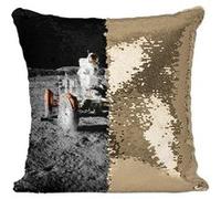 Fabulous Housse de Coussin à Sequin - Paillettes Doré Vehicule Lunaire Mission Apollo [40 x 40 cm] Doré G