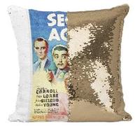 Fabulous Housse de Coussin à Sequin - Paillettes Doré Vieille Affiche Anglaise de Film Secret Agent [40 x 40 cm] Doré G