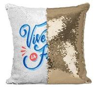 Fabulous Housse de Coussin à Sequin - Paillettes Doré Vive La france Typographie Vintage [40 x 40 cm] Doré G