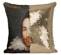 Fabulous Housse de Coussin à Sequin - Paillettes Doré William Shakespeare Ecrivain Portrait [40 x 40 cm] Doré G