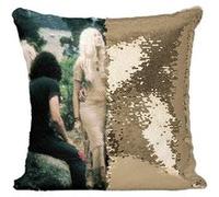 Fabulous Housse de Coussin à Sequin - Paillettes Doré Woodstock Hippie Festival de Musique 1969 [40 x 40 cm] Doré G