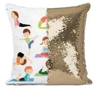 Fabulous Housse de Coussin à Sequin - Paillettes Doré Yoga Enfants Posture Hatha Yoga [40 x 40 cm] Doré G