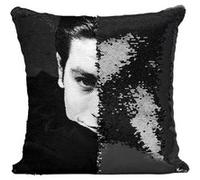 Fabulous Housse de Coussin à Sequin - Paillettes Noir Alain Delon Acteur [40 x 40 cm] Noir G