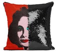 Fabulous Housse de Coussin à Sequin - Paillettes Noir Andy Warhol Portrait Elizabeth Taylor [40 x 40 cm] Noir G
