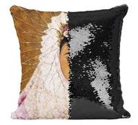 Fabulous Housse de Coussin à Sequin - Paillettes Noir Autoportrait de Frida Kahlo Nonne [40 x 40 cm] Noir G