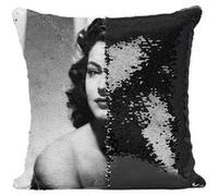 Fabulous Housse de Coussin à Sequin - Paillettes Noir Ava Gardner Actrice 13 [40 x 40 cm] Noir G