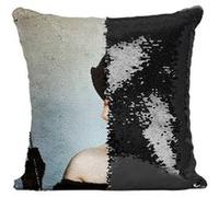 Fabulous Housse de Coussin à Sequin - Paillettes Noir Ava Gardner Actrice 15 [40 x 40 cm] Noir G