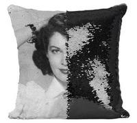 Fabulous Housse de Coussin à Sequin - Paillettes Noir Ava Gardner Actrice 17 [40 x 40 cm] Noir G