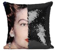 Fabulous Housse de Coussin à Sequin - Paillettes Noir Ava Gardner Actrice 24 [40 x 40 cm] Noir G