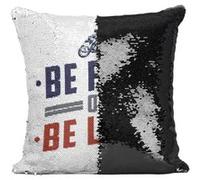 Fabulous Housse de Coussin à Sequin - Paillettes Noir Be Fast or Be Last [40 x 40 cm] Noir G
