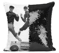 Fabulous Housse de Coussin à Sequin - Paillettes Noir Beastie Boys Ghetto Blaster Jump [40 x 40 cm] Noir G