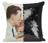 Fabulous Housse de Coussin à Sequin - Paillettes Noir Beurre de Cacahuete Skippy Peinture Norman Rockwell [40 x 40 cm] Noir G