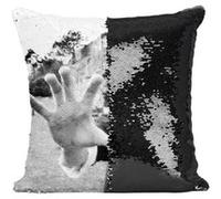 Fabulous Housse de Coussin à Sequin - Paillettes Noir Bruce Lee Noir & Blanc Hong Kong [40 x 40 cm] Noir G