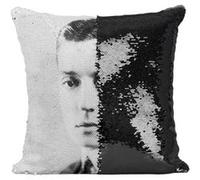 Fabulous Housse de Coussin à Sequin - Paillettes Noir Buster Keaton Acteur Hollywood [40 x 40 cm] Noir G
