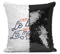 Fabulous Housse de Coussin à Sequin - Paillettes Noir C'est le Bébé qui Crée la Maman [40 x 40 cm] Noir G