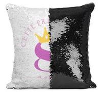 Fabulous Housse de Coussin à Sequin - Paillettes Noir Cette Princesse À 8 Ans [40 x 40 cm] Noir G