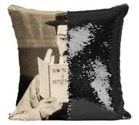 Fabulous Housse de Coussin à Sequin - Paillettes Noir Charlie Chaplin How to be a Detective [40 x 40 cm] Noir G