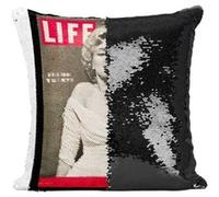 Fabulous Housse de Coussin à Sequin - Paillettes Noir Couverture de Magasine Life Marilyn Monroe 1952 [40 x 40 cm] Noir G