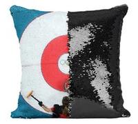 Fabulous Housse de Coussin à Sequin - Paillettes Noir Curling Jeux Olympiques Hiver [40 x 40 cm] Noir G