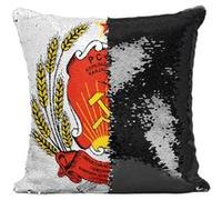 Fabulous Housse de Coussin à Sequin - Paillettes Noir Ecusson Partie Communiste URSS Vintage [40 x 40 cm] Noir G