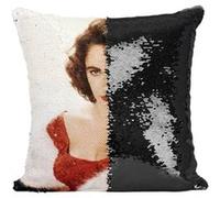 Fabulous Housse de Coussin à Sequin - Paillettes Noir Elizabeth Taylor Actrice Hollywood [40 x 40 cm] Noir G