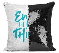 Fabulous Housse de Coussin à Sequin - Paillettes Noir Enjoy the Little Things [40 x 40 cm] Noir G