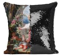 Fabulous Housse de Coussin à Sequin - Paillettes Noir Fragonard Le colin Maillard [40 x 40 cm] Noir G
