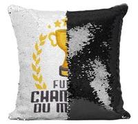 Fabulous Housse de Coussin à Sequin - Paillettes Noir Futur Champion du Monde [40 x 40 cm] Noir G