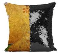 Fabulous Housse de Coussin à Sequin - Paillettes Noir Gustav Klimt Portrait d'Adèle Bloch Bauer [40 x 40 cm] Noir G