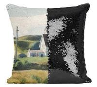 Fabulous Housse de Coussin à Sequin - Paillettes Noir Hill And Houses Edward Hopper [40 x 40 cm] Noir G