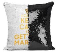 Fabulous Housse de Coussin à Sequin - Paillettes Noir I Can't Keep Calm I'm Getting Married [40 x 40 cm] Noir G