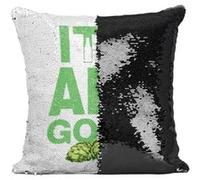 Fabulous Housse de Coussin à Sequin - Paillettes Noir IPA It's Ale Good [40 x 40 cm] Noir G