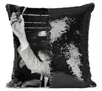 Fabulous Housse de Coussin à Sequin - Paillettes Noir Jacques Chirac Ivre [40 x 40 cm] Noir G