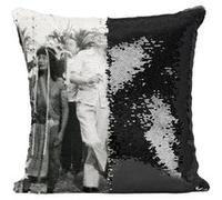 Fabulous Housse de Coussin à Sequin - Paillettes Noir Jacques Chirac Polynesie Tribu [40 x 40 cm] Noir G