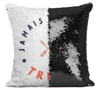 Fabulous Housse de Coussin à Sequin - Paillettes Noir Jamais sans ma Tribu Famille [40 x 40 cm] Noir G