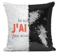 Fabulous Housse de Coussin à Sequin - Paillettes Noir Je suis venu, J'ai bu [40 x 40 cm] Noir G