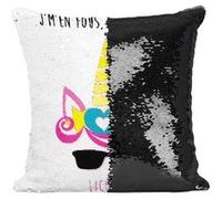 Fabulous Housse de Coussin à Sequin - Paillettes Noir J'M'En Fous Je Suis Une Licorne [40 x 40 cm] Noir G