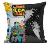 Fabulous Housse de Coussin à Sequin - Paillettes Noir Justice League Superman Batman Bande Dessinee [40 x 40 cm] Noir G