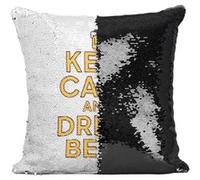 Fabulous Housse de Coussin à Sequin - Paillettes Noir Keep Calm and Drink Beer [40 x 40 cm] Noir G