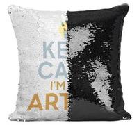 Fabulous Housse de Coussin à Sequin - Paillettes Noir Keep Calm I'm an Artist [40 x 40 cm] Noir G