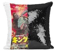 Fabulous Housse de Coussin à Sequin - Paillettes Noir King Kong Escapes Poster Japon [40 x 40 cm] Noir G