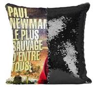 Fabulous Housse de Coussin à Sequin - Paillettes Noir Le Plus Sauvage d'Entre Tous Vieille Affiche [40 x 40 cm] Noir G
