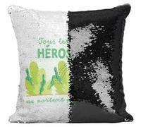 Fabulous Housse de Coussin à Sequin - Paillettes Noir Les Vrais Héros - Jardinier [40 x 40 cm] Noir G