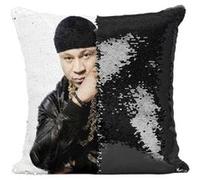 Fabulous Housse de Coussin à Sequin - Paillettes Noir LL Cool J Rapper New York [40 x 40 cm] Noir G