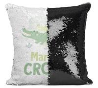 Fabulous Housse de Coussin à Sequin - Paillettes Noir Maman Croco Crocodile [40 x 40 cm] Noir G