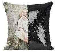 Fabulous Housse de Coussin à Sequin - Paillettes Noir Marilyn Monroe Photo Couleur [40 x 40 cm] Noir G