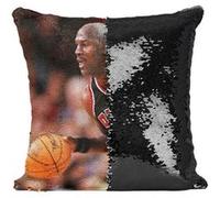 Fabulous Housse de Coussin à Sequin - Paillettes Noir Michael Jordan Maillot Noir Chicago Bulls [40 x 40 cm] Noir G