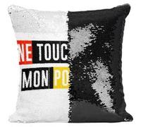 Fabulous Housse de Coussin à Sequin - Paillettes Noir Ne Touches Pas Mon Pop Corn [40 x 40 cm] Noir G