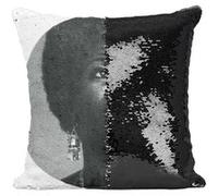 Fabulous Housse de Coussin à Sequin - Paillettes Noir Nina Simone Chanteuse 1 [40 x 40 cm] Noir G