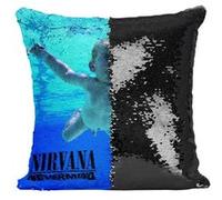 Fabulous Housse de Coussin à Sequin - Paillettes Noir Nirvana Kurt Cobain Nevermind [40 x 40 cm] Noir G